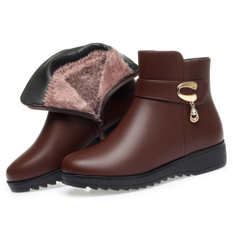 Women's Mother's Soft Wedge Bottom Short Fleece-lined Boots