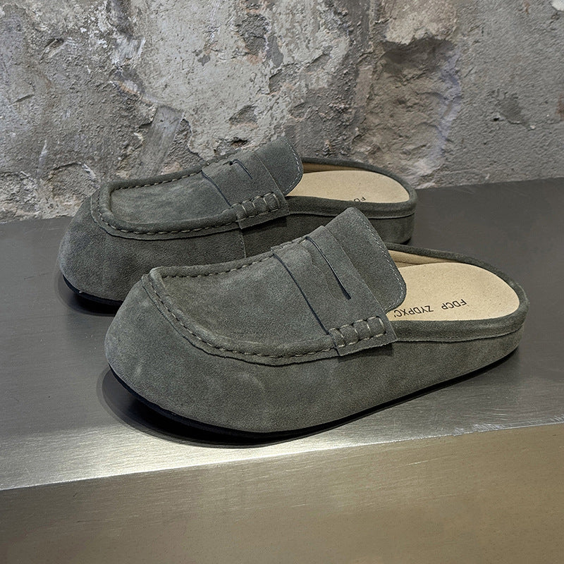 Trendy Platform Large Toe One Pedal Retro Easy Sandals
