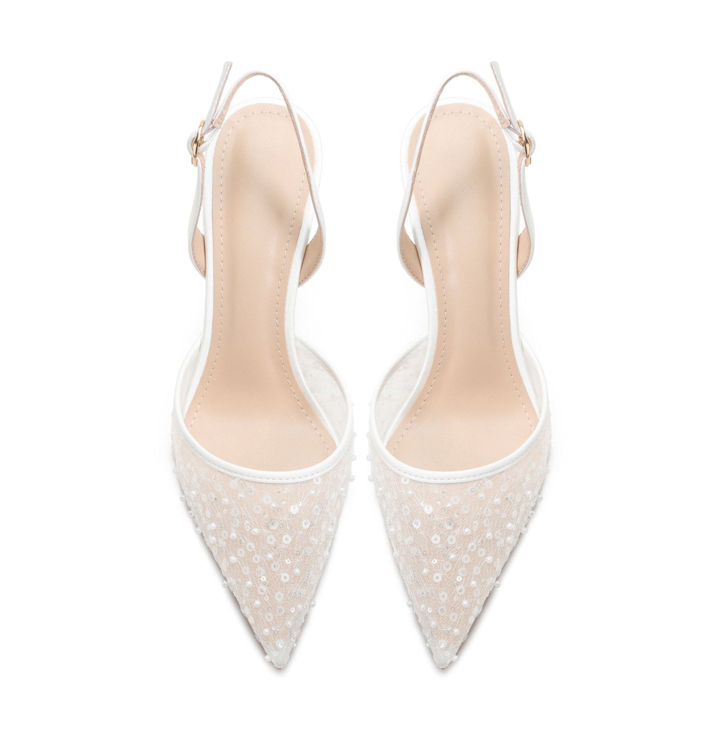Women's Selection Summer Sequin Hollow White Lace Pointed Toe Satin Officiate High Heeled Sandals