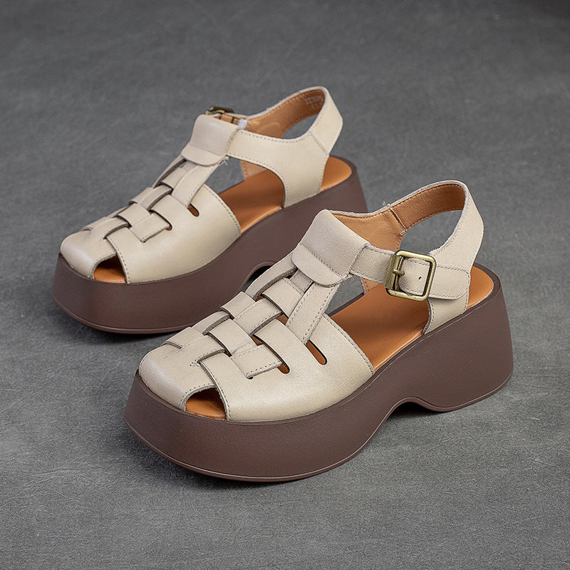 Women's Closed Toe Hand-woven Breathable Platform Top Women's Shoes