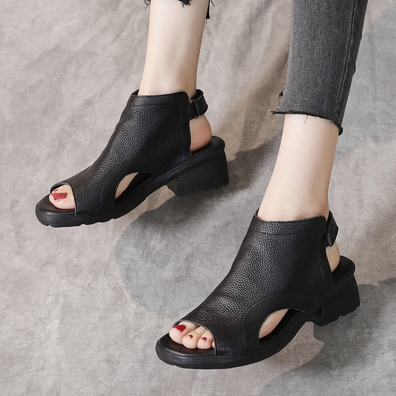 Women's Genuine Retro Artistic Mid Soft Bottom Sandals