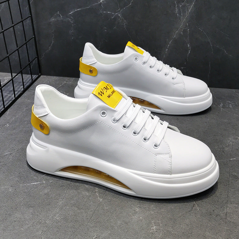 Men's Korean White Thick-soled Trendy Breathable Height Increasing Sneakers