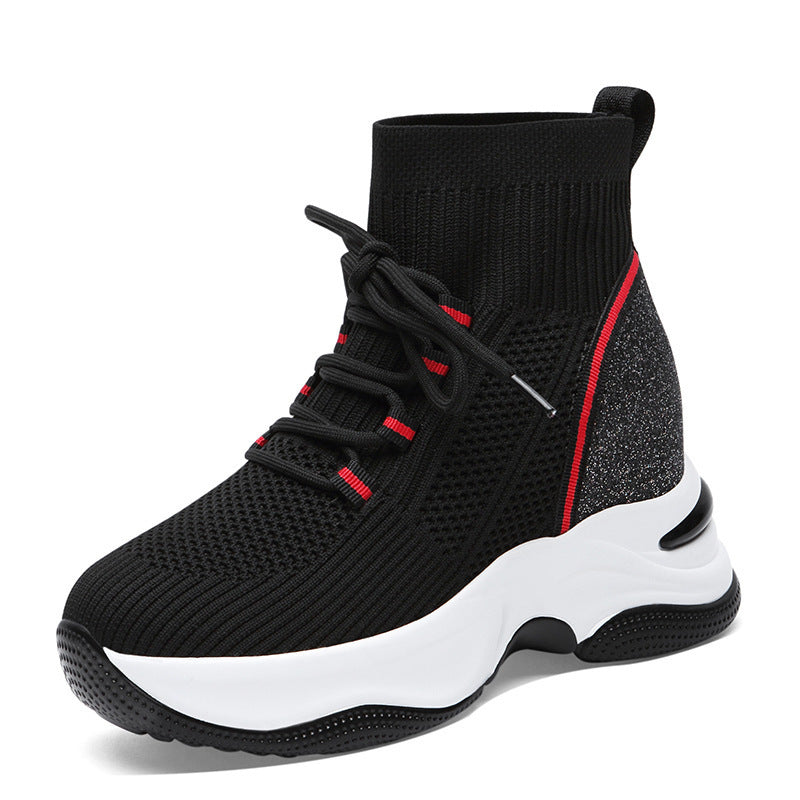 Women's Autumn Invisible Elevated Dad Flying Woven Women's Shoes