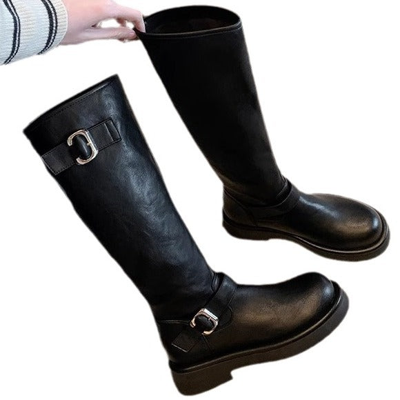 Women's Mom Below The Knee Knight Chunky Heels