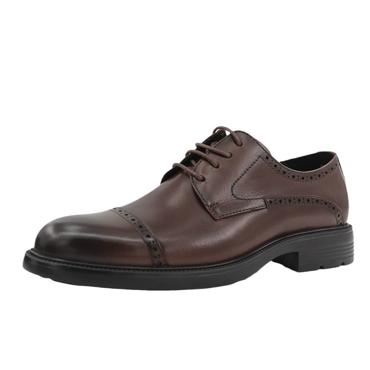 Men's American Business Platform Retro Height Increasing Derby Soft Leather Shoes