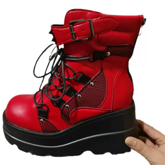 Women's Martens Pink Platform Plus Size Fashion Boots