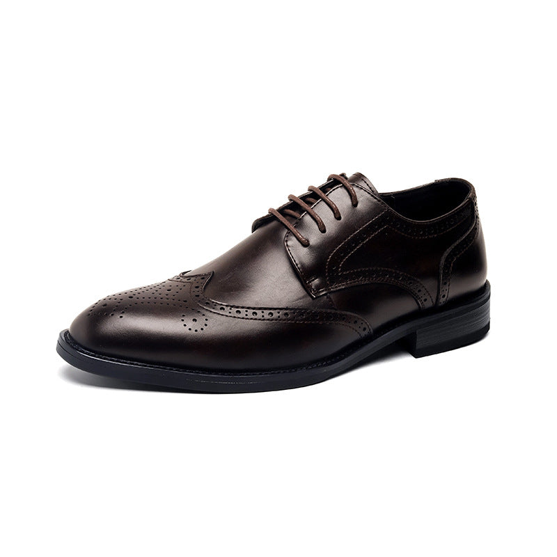 Men's Khaki Pointed British Style Elevator Height Men's Shoes