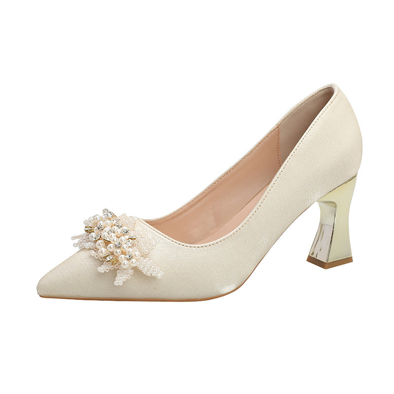 Satin Bridesmaid Daily Wearable Wedding Bridal High Main Dress Not Women's Fashion Shoes