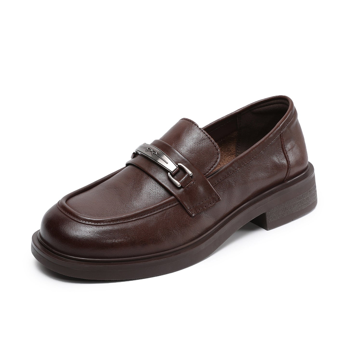 Women's Light Luxury Genuine Spring Black Slip-on Comfortable Leather Shoes