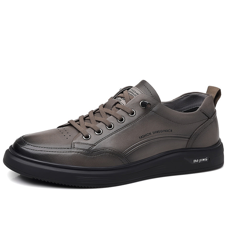 Men's Layer Cowhide Board Genuine Live Streaming Sneakers