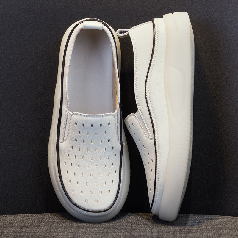 Women's White Hollow Hole Fashion Light Board Women's Casual Shoes