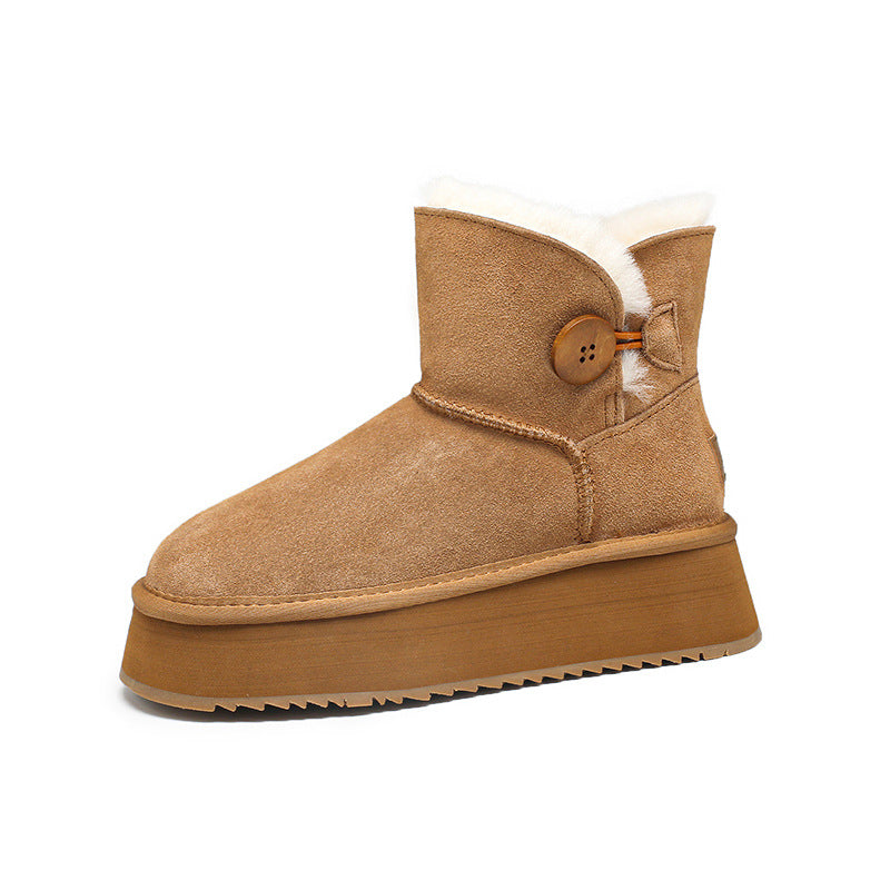 Women's Wool Fur Integrated Winter Cotton Small Snow Boots
