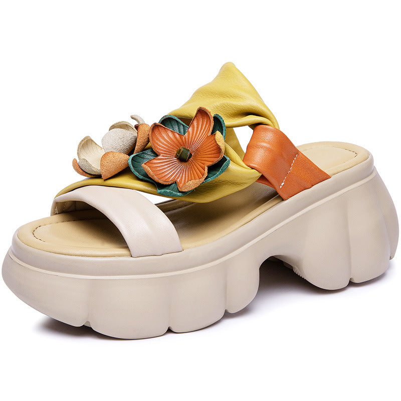 Women's Outdoor Wear Summer Retro Artistic Ethnic Style Genuine Assorted Slippers