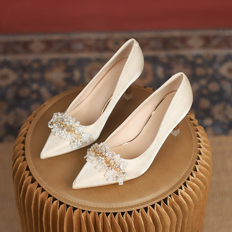 Women's Niche Wedding Genuine Pumps Bridal Dress Women's Shoes