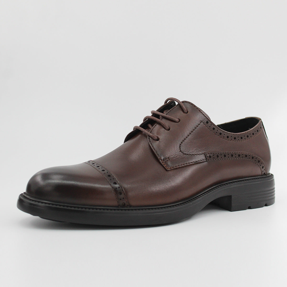Men's American Business Platform Retro Height Increasing Derby Soft Leather Shoes
