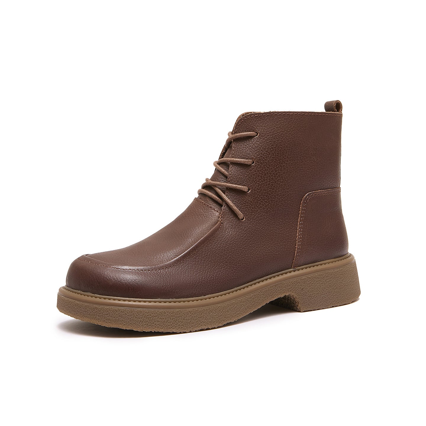 Women's Genuine Large Toe Wide Ankle Retro British Style Small Cowhide Women's Leather Boots