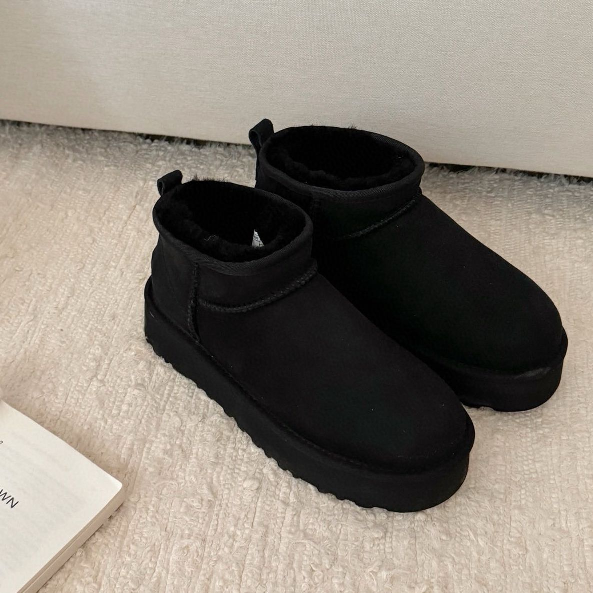 Women's Sf Platform Thick-soled Sheepskin Fur Integrated Snow Boots