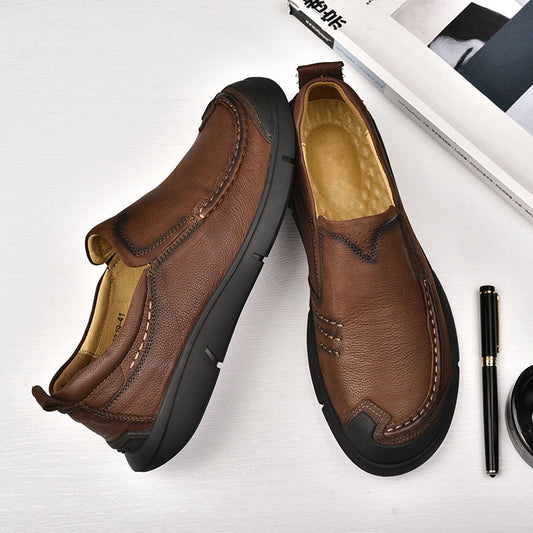 Men's Pedal Soft Bottom Lightweight Top Layer Leather Shoes
