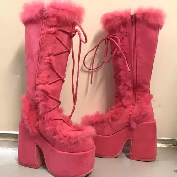 Women's Thick Bottom Banquet Large Size Furry Boots