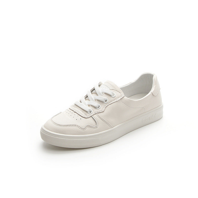 Women's Cowhide Easy Wear Spring Flat Low-cut Sneakers