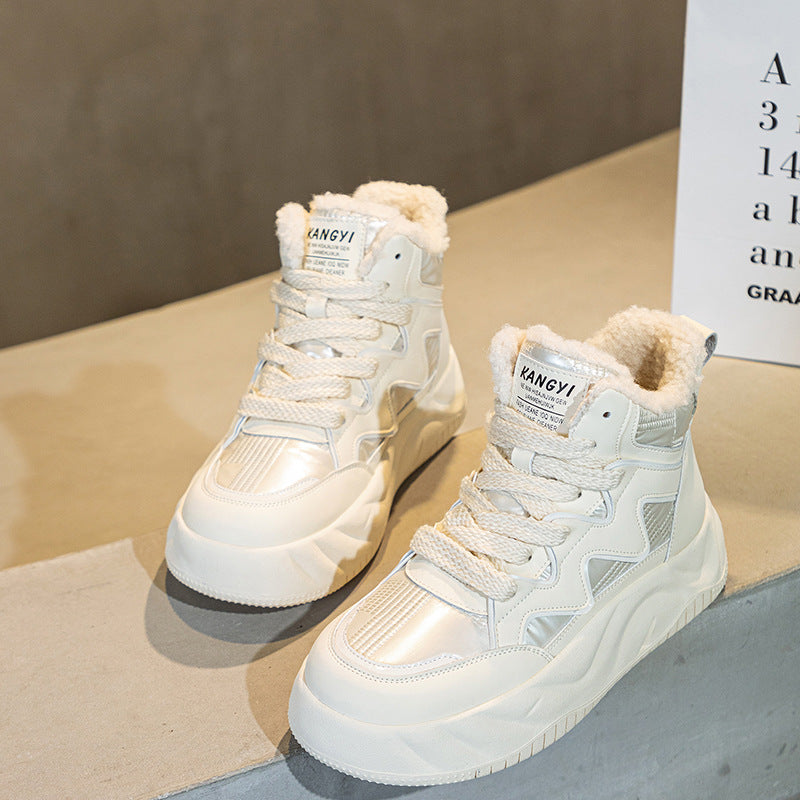 Women's Large Size Genuine Thick Fleece Short Snow Boots