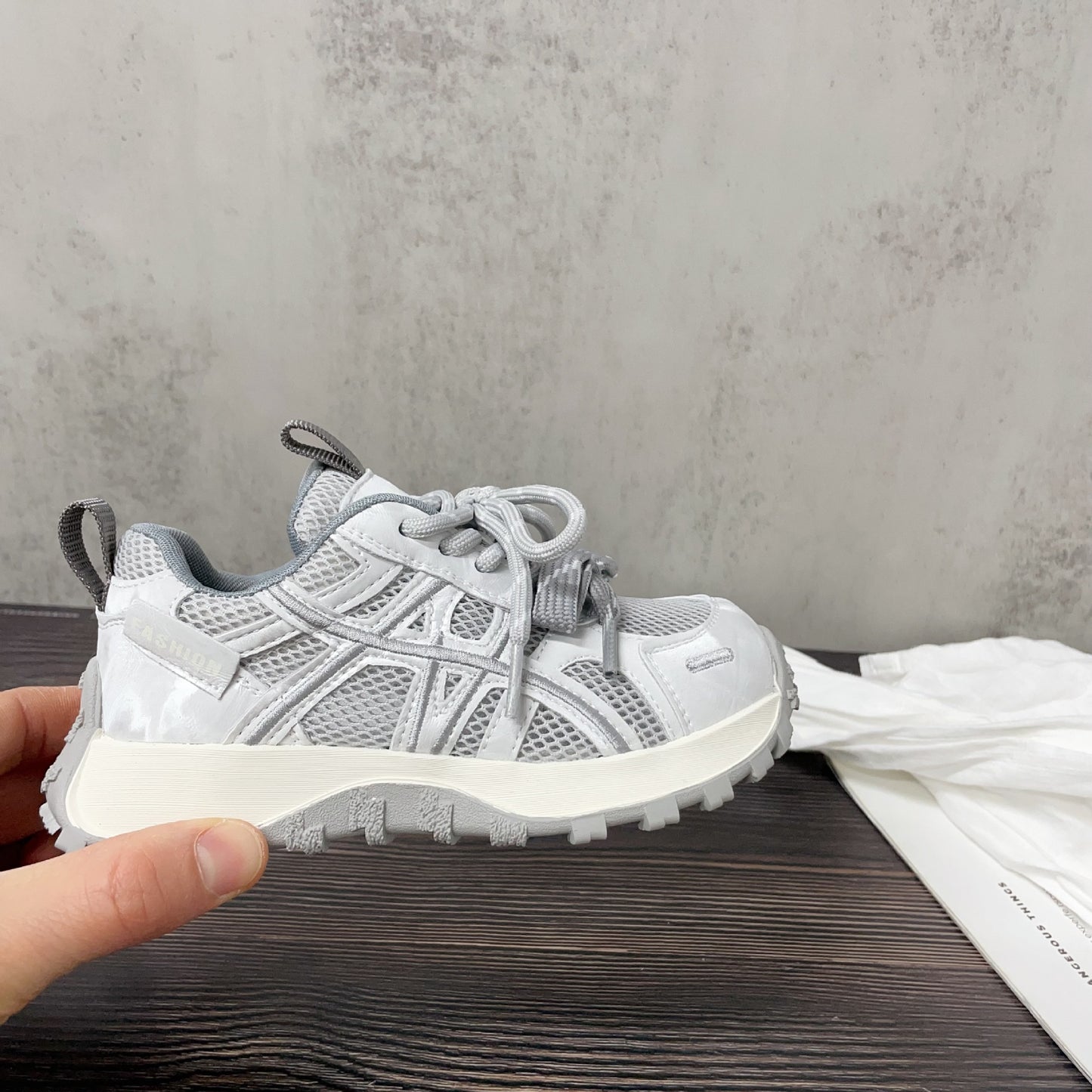 Rope Decorative Splicing Single Mesh Breathable Children's Sports Shoes