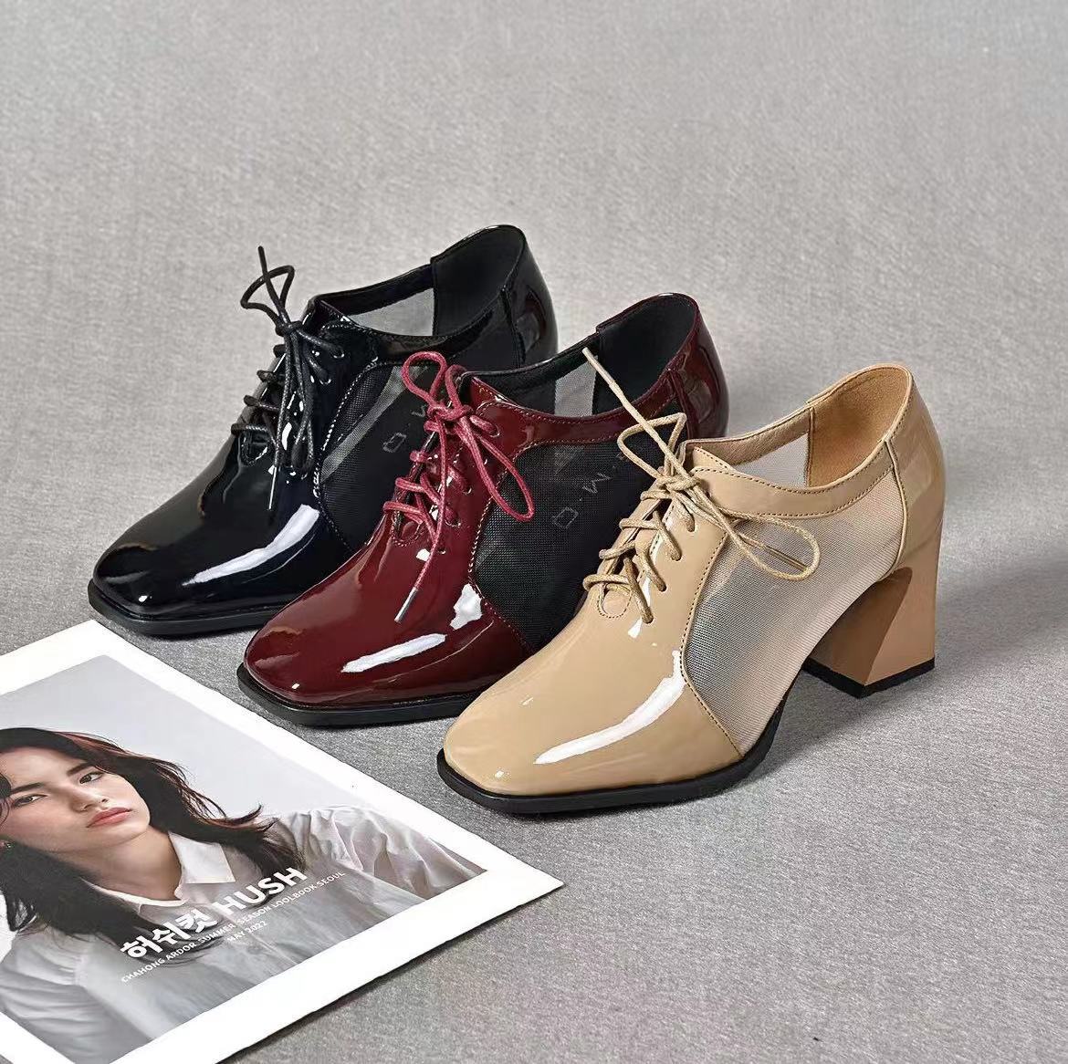 Women's Summer Mesh Surface Hollowed Genuine Chunky Women's Shoes