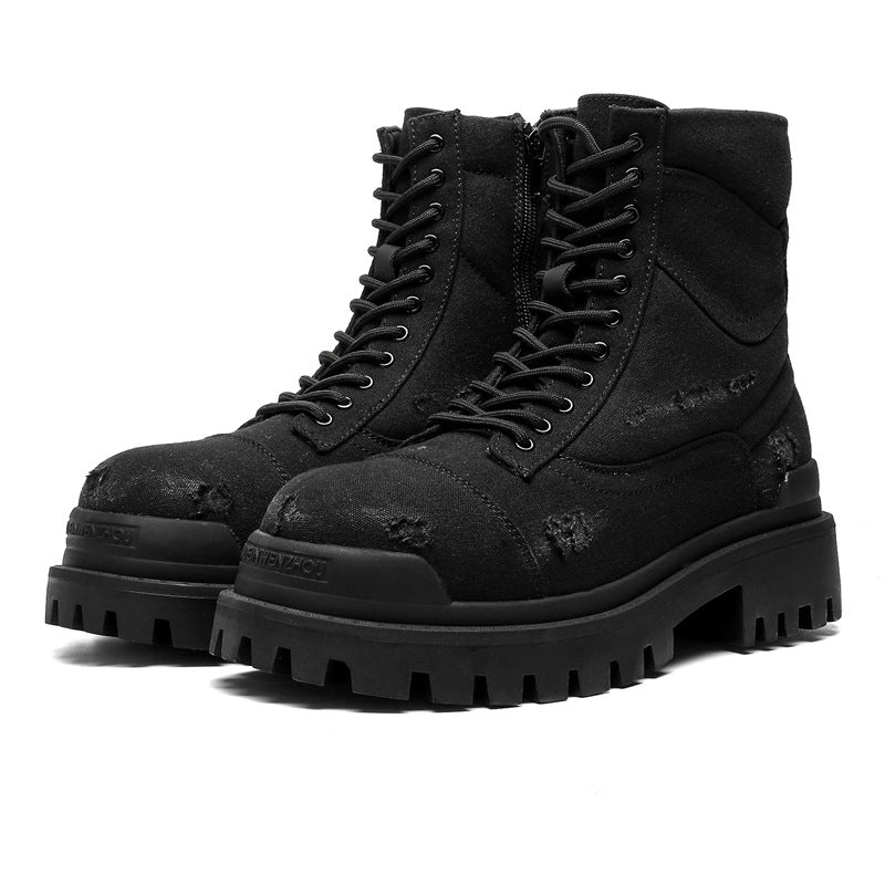 Style Martin Worker Thick Bottom Black Boots