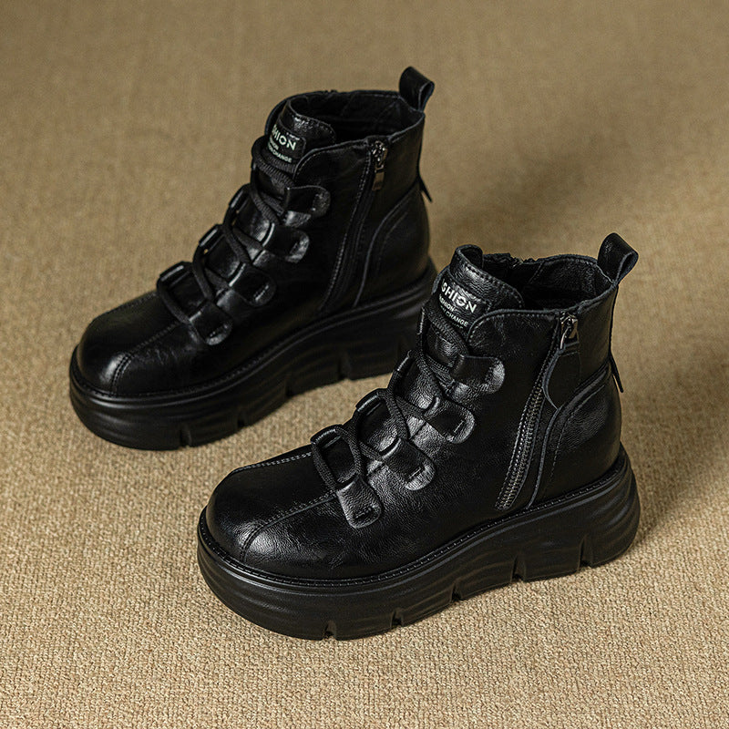 Women's Bottom Height Increasing Insole Side Zipper Comfortable Boots