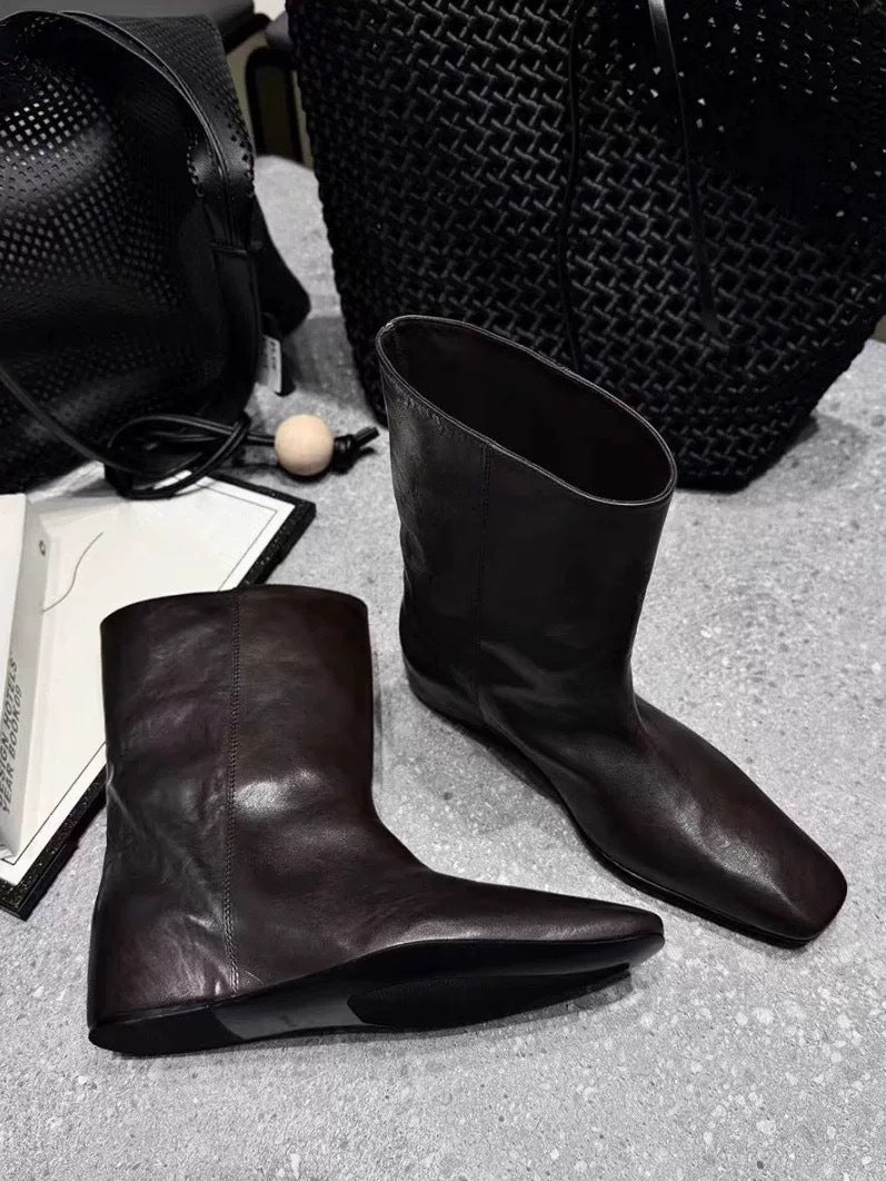 Women's Toe Height Increasing Insole Middle Short Women's Leather Boots