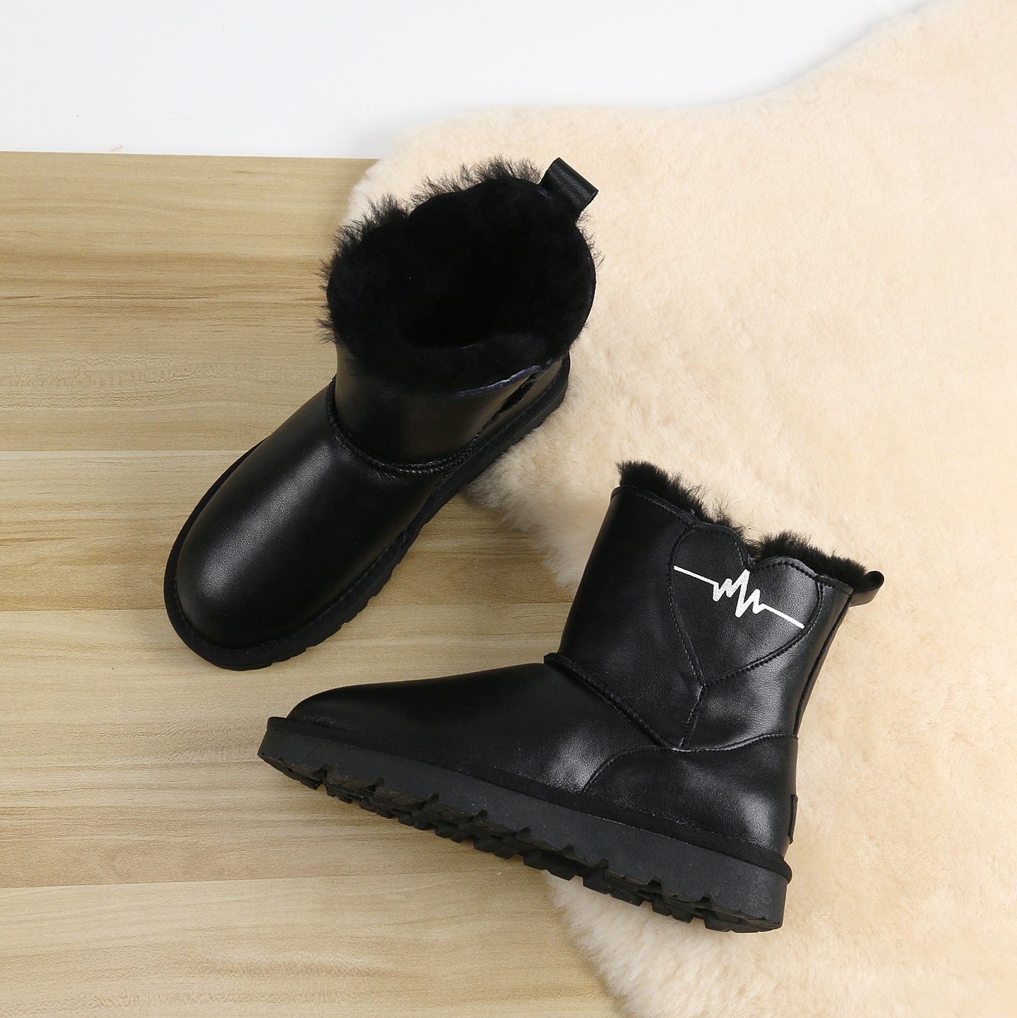 Women's Thickened Real Winter Fur Integrated Cotton Snow Boots