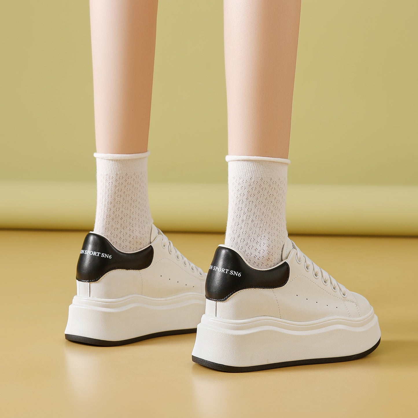 Women's Small Genuine Thick-soled Mcqueen White Spring Casual Shoes