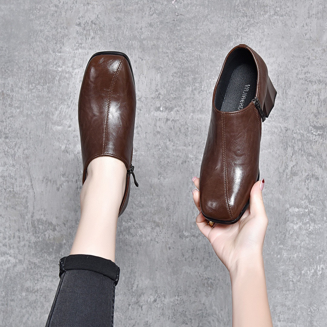 Women's Mid Pumps Spring Square Head Classy Chunky Heels