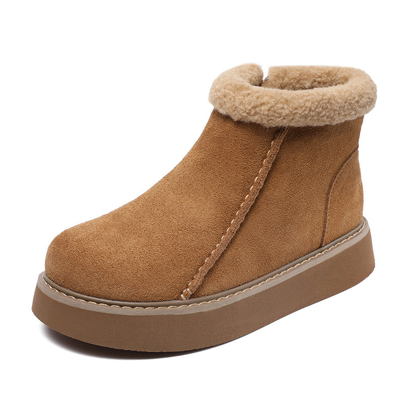 Women's Matte Winter Berber Fleece-lined Cotton Warm Snow Boots