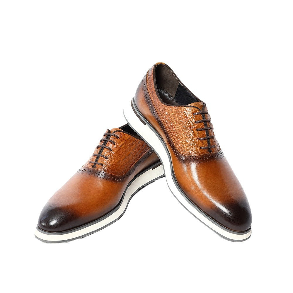 Men's Business Formal Wear British Hand-rub Color Leather Shoes