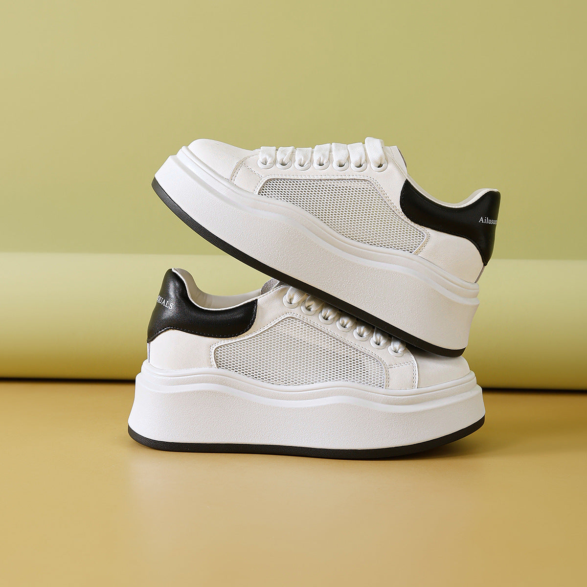 Women's Small Genuine Thick-soled Mcqueen White Spring Casual Shoes