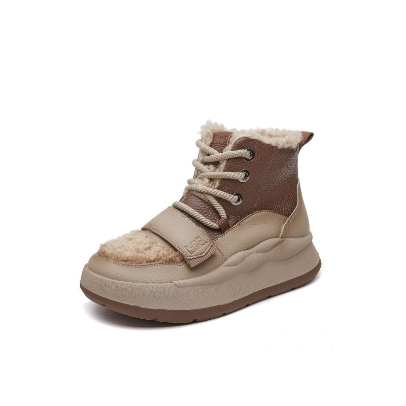 Women's Winter Fleece-lined Warm Lamb Wool Northeast Snow Boots