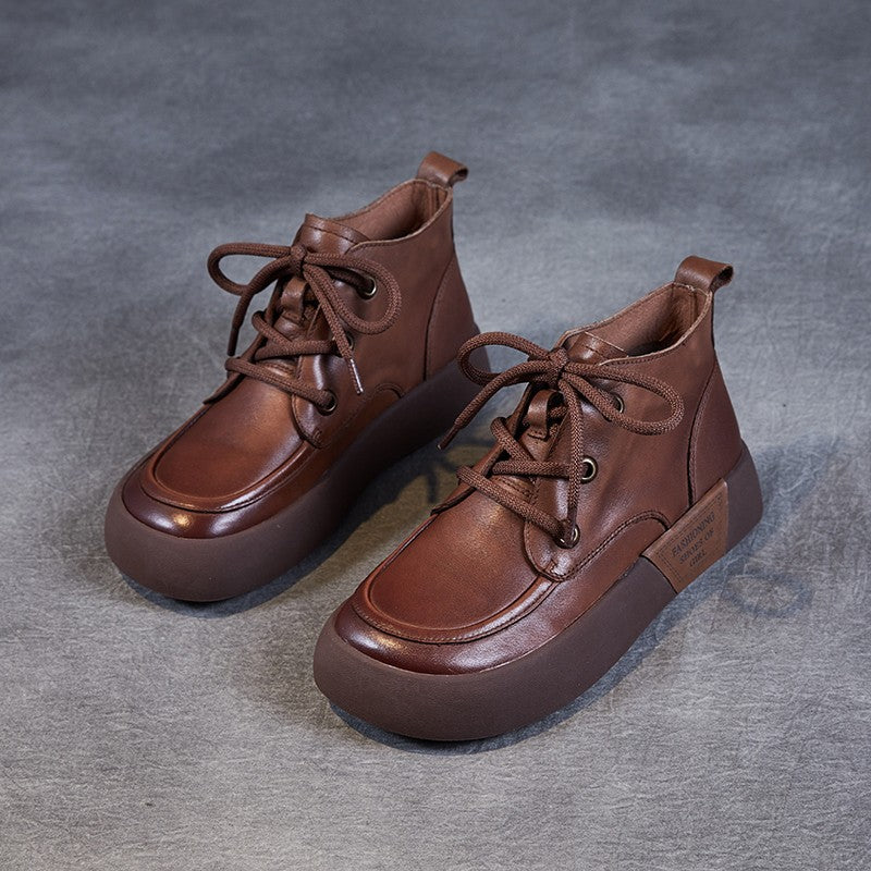 Women's Booties Flat Retro Round Head Female Boots