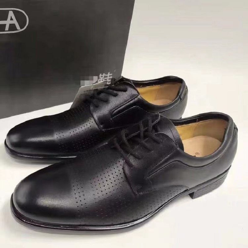 F Formal First Layer Cowhide Security Guard Men's Business Leather Shoes