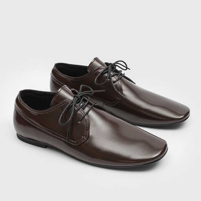Men's Square Toe Business Black Formal Fashion Men's Casual Leather Shoes