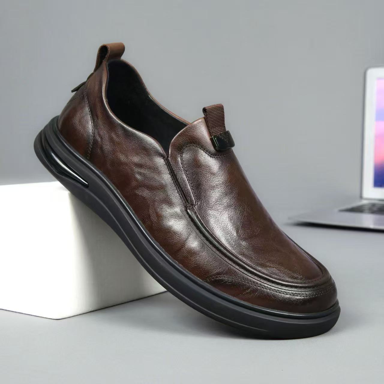 Men's Autumn First Layer Cowhide Business Cover Platform Men's Shoes
