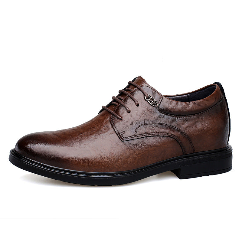 Men's Business Formal Wear Invisible Height Increasing Insole Breathable Groom Leather Shoes