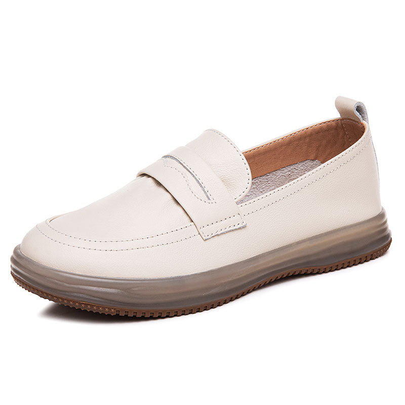 Women's Layer Cowhide Easy Wear Thin Soft Bottom Slip-on Shallow Women's Casual Shoes
