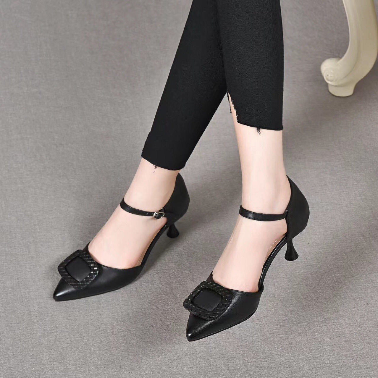 Women's Closed Toe Hollow Summer High Stiletto Pointed Buckle Sandals
