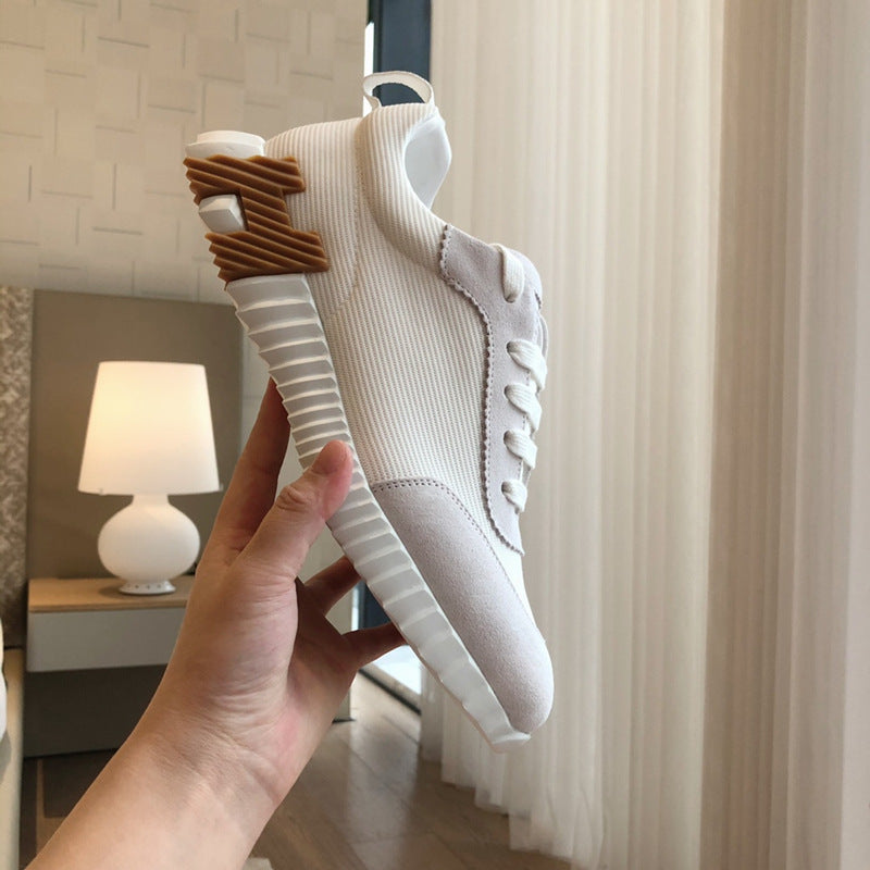 Women's & Men's For White Platform Couple Flat Breathable Sneakers