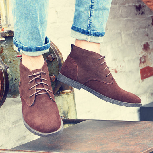 Men's British Plus Size With Fur Vintage Boots