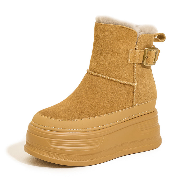 Women's Increasing Insole Winter Thick-soled Small Short Real With Snow Boots