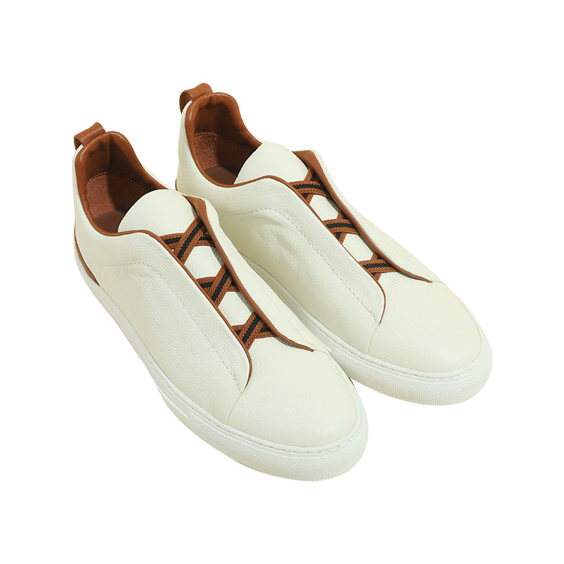 Men's Comfortable Breathable Slip-on White Flat Outdoor Sneakers