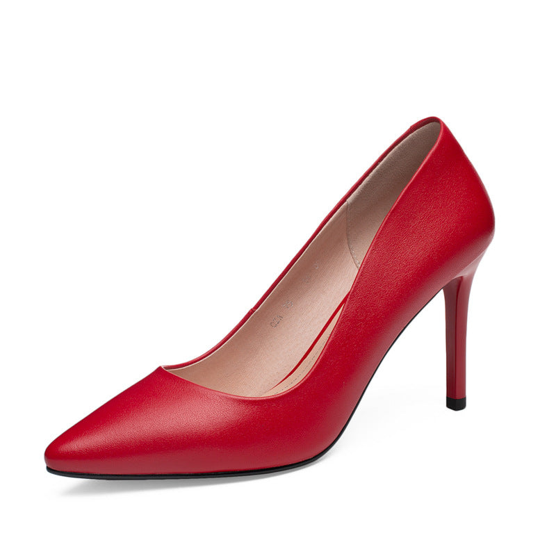 Women's Genuine Professional Red High Pointed Toe Fine With Women's Shoes