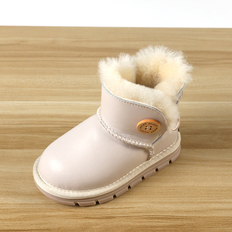 Children's Sheepskin Fur Boys Genuine Plus Veet Kid's Snow Boots